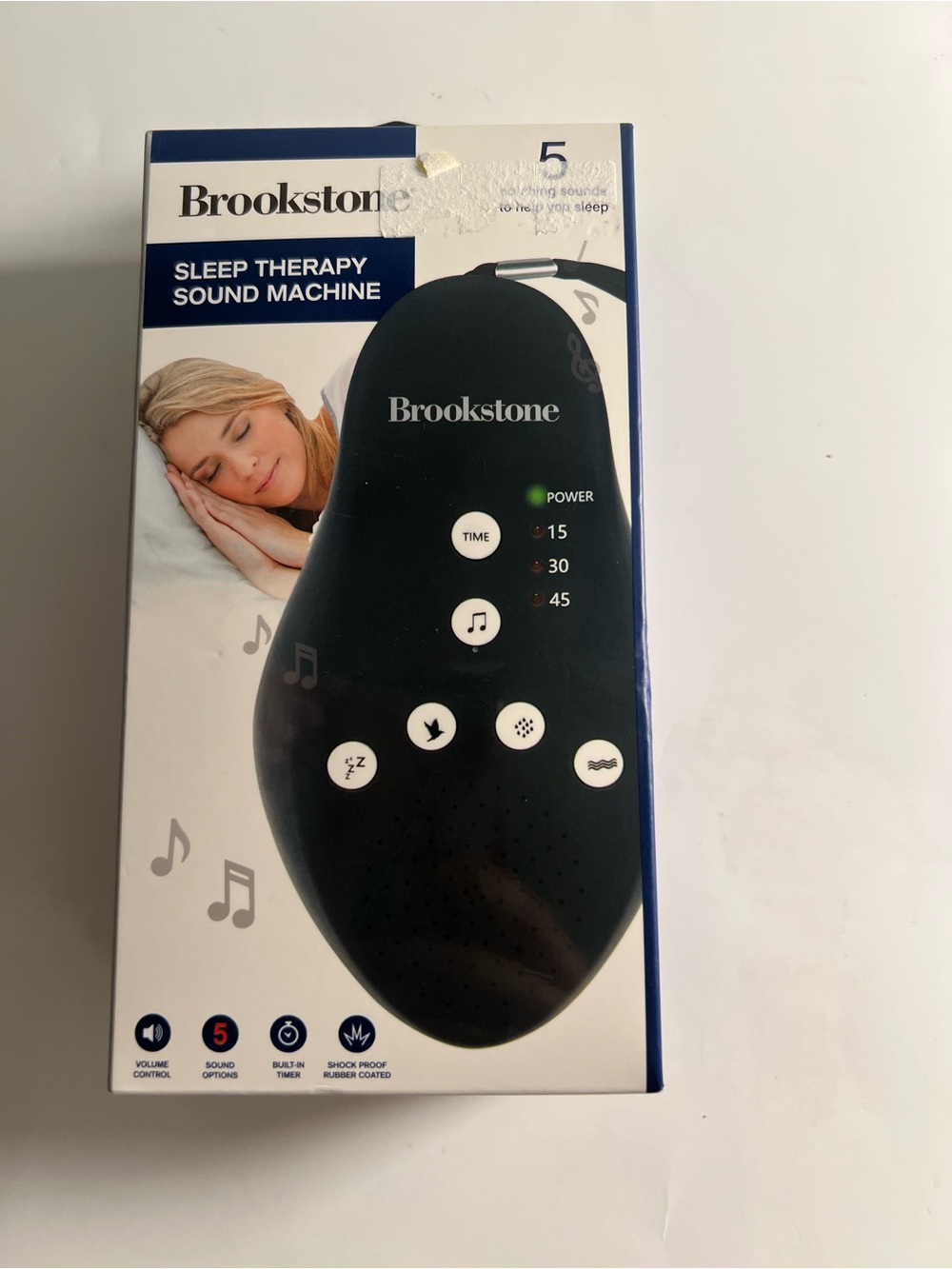 Brookstone Sleep Therapy Sound Machine, Black, 5 Sound Options, BK1021-NOC